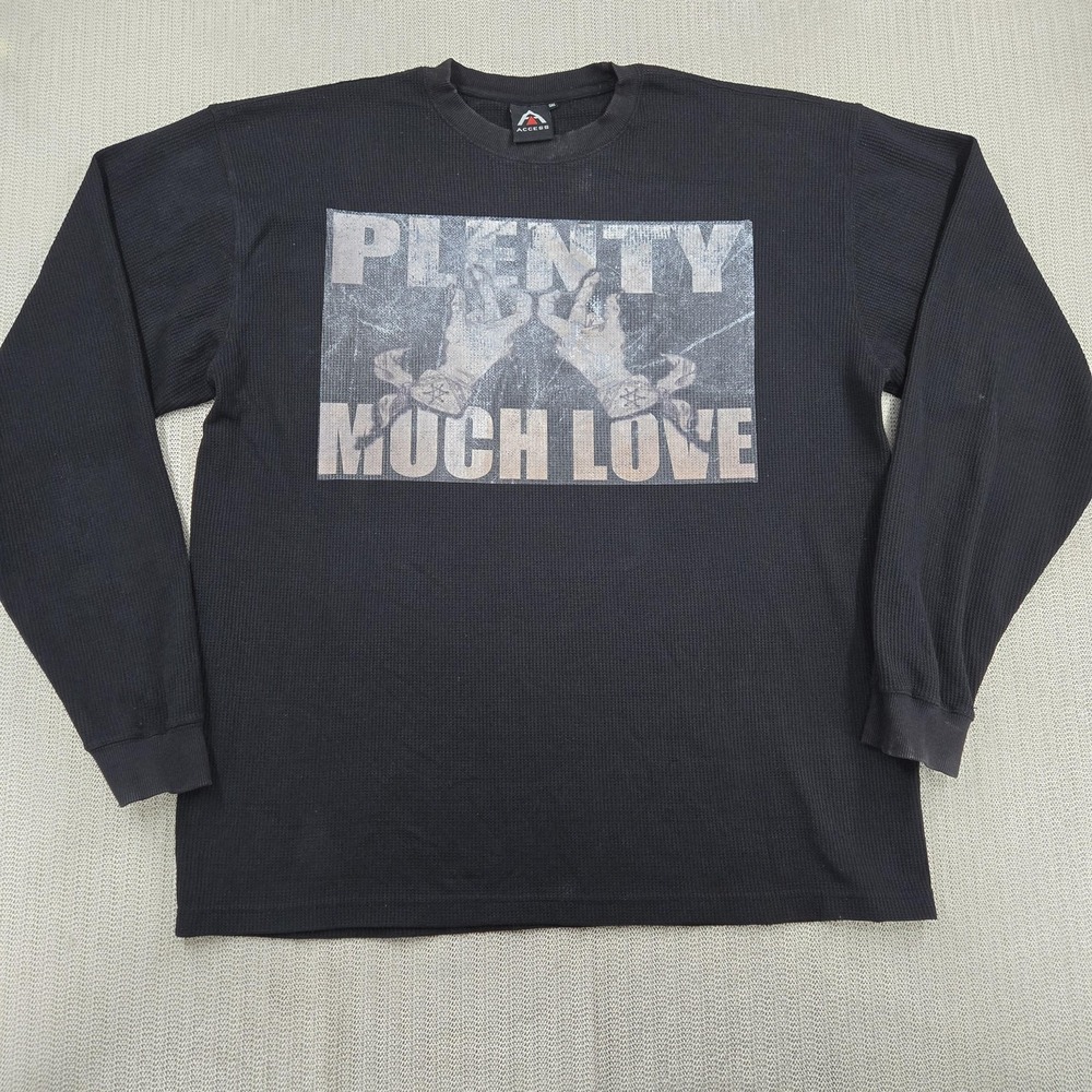 Access Shirt Mens 2XL Black Plenty Much Love Graphic Thermal Long Sleeve Hip Hop